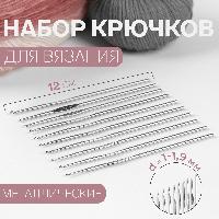 Набор крючков для вязания, металл, d = 1 - 1.9 мм, 12 см, 10 шт