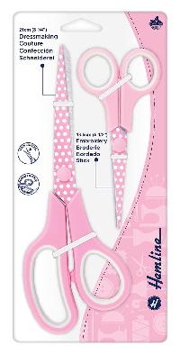 Набор ножниц "Горошки", 21 и 13.5 см, цвет розовый Hemline